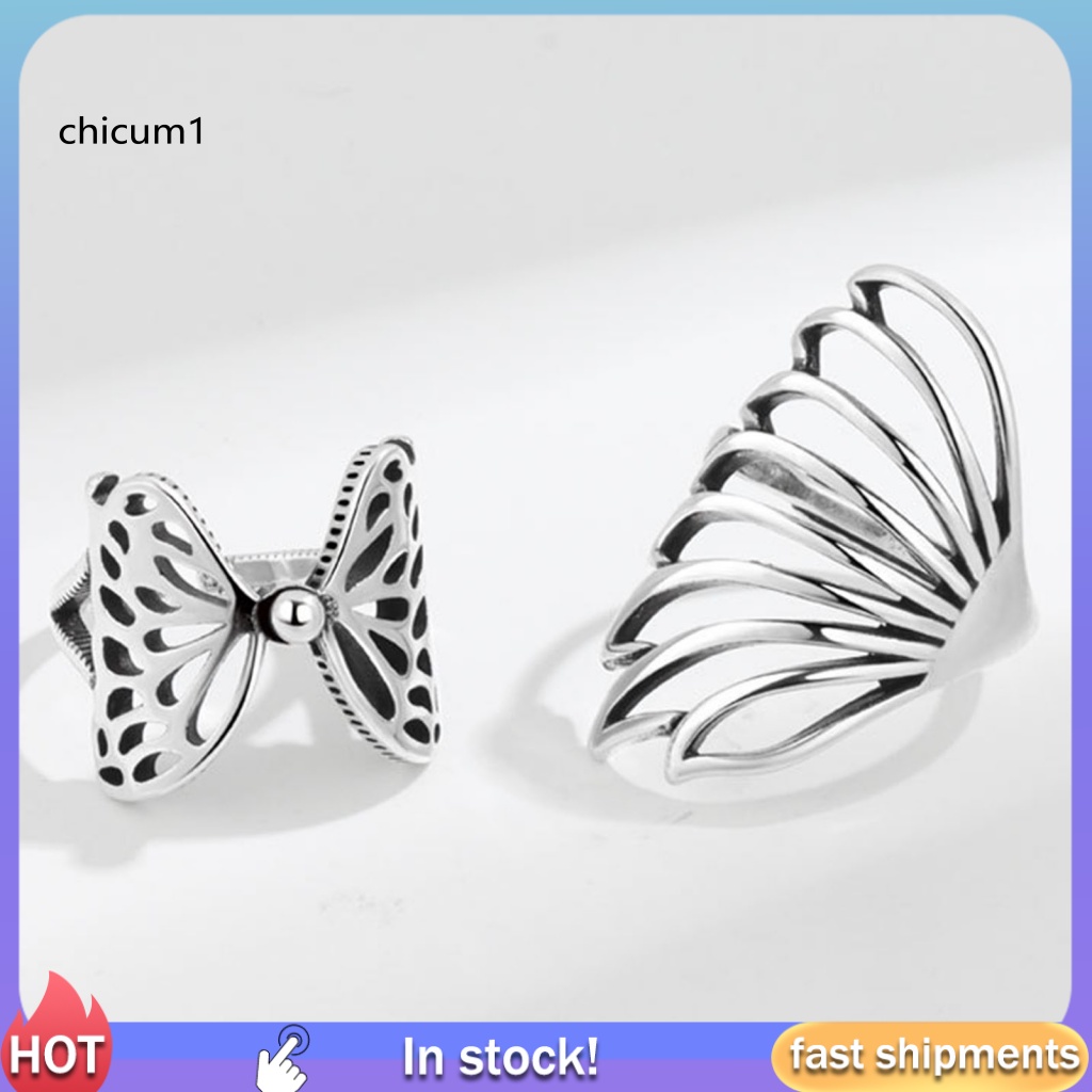 Nhẫn Đồng Dạng Mở Hình Bướm Phong Cách Hip hop Cho Nữ