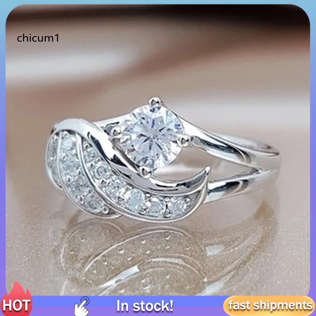 Nhẫn Cưới Hợp Kim Đính Đá Zircon Hình Cánh Thiên Thần