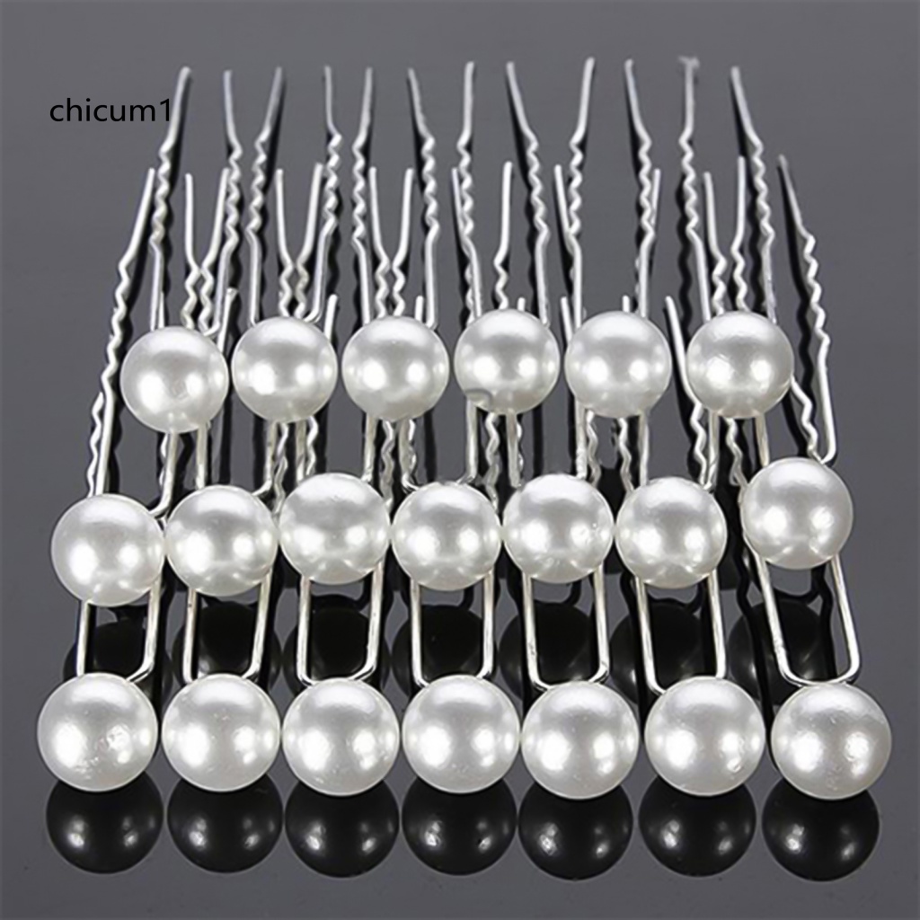 Set 20 Kẹp Tóc Đính Ngọc Trai Giả Màu Trắng Thanh Lịch Dành Cho Cô Dâu