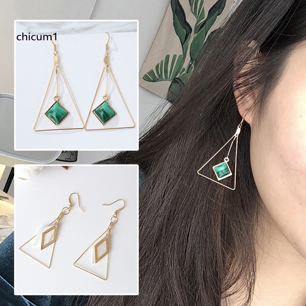 Khuyên Tai Kim Loại Hình Tam Giác Thời Trang Cho Nữ