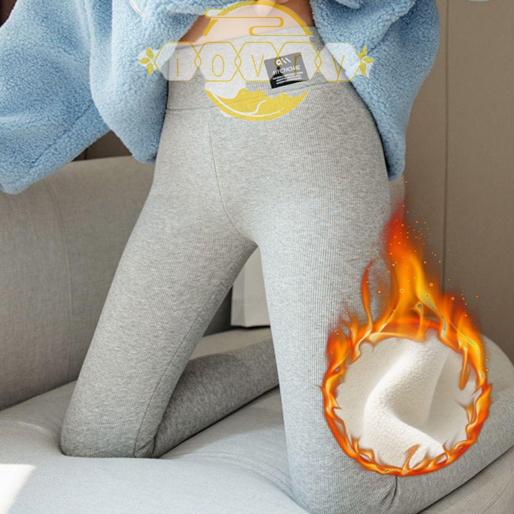 IVORY Quần Legging Lông Cừu Giữ Ấm Cạp Cao Ngang Mắt Cá Chân Phong Cách Hàn Quốc Cho Nữ