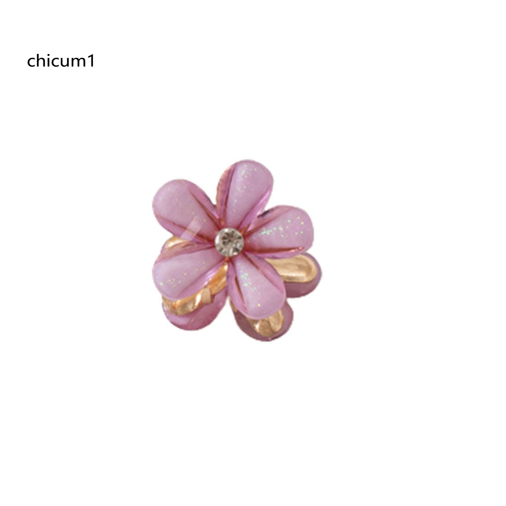 Set 2 Kẹp Tóc Kim Loại Hình Hoa Đính Đá Màu Sắc Tươi Sáng