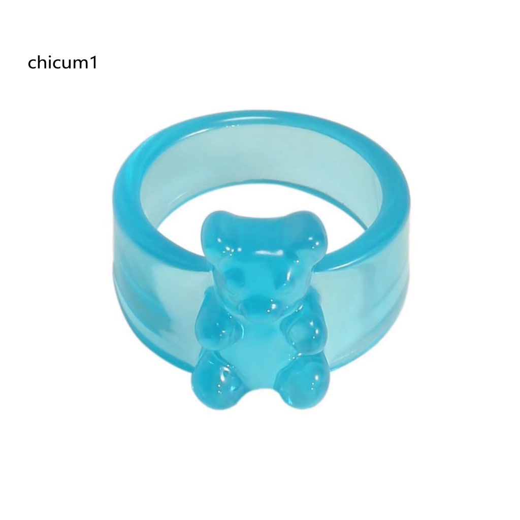 Nhẫn Acrylic Trong Suốt Màu Kẹo Hình Gấu Nhỏ Phong Cách Hàn Quốc Cho Nữ