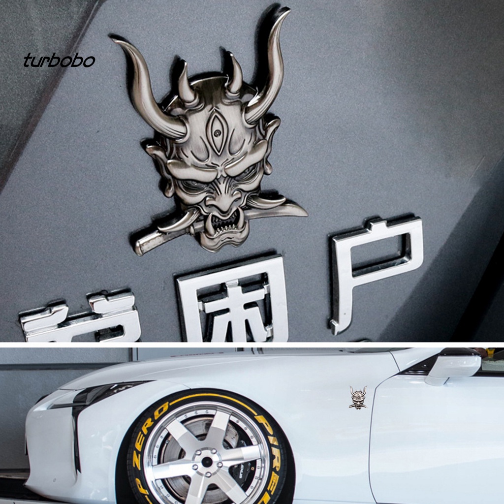 Miếng Dán Trang Trí Xe Hơi Tự Dính Chống Thấm Nước Hình Đầu Lâu Chiến Binh Nhật Bản 3D Sáng Tạo