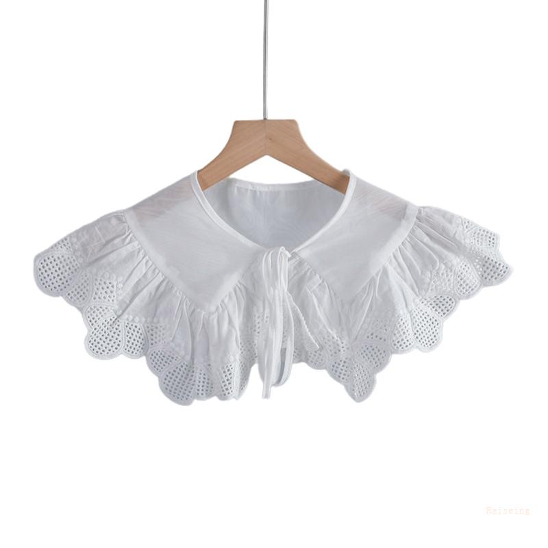 Cổ Áo Giả Cột Dây Mini Màu Trắng Đính Nơ Xinh Xắn Cho Nữ