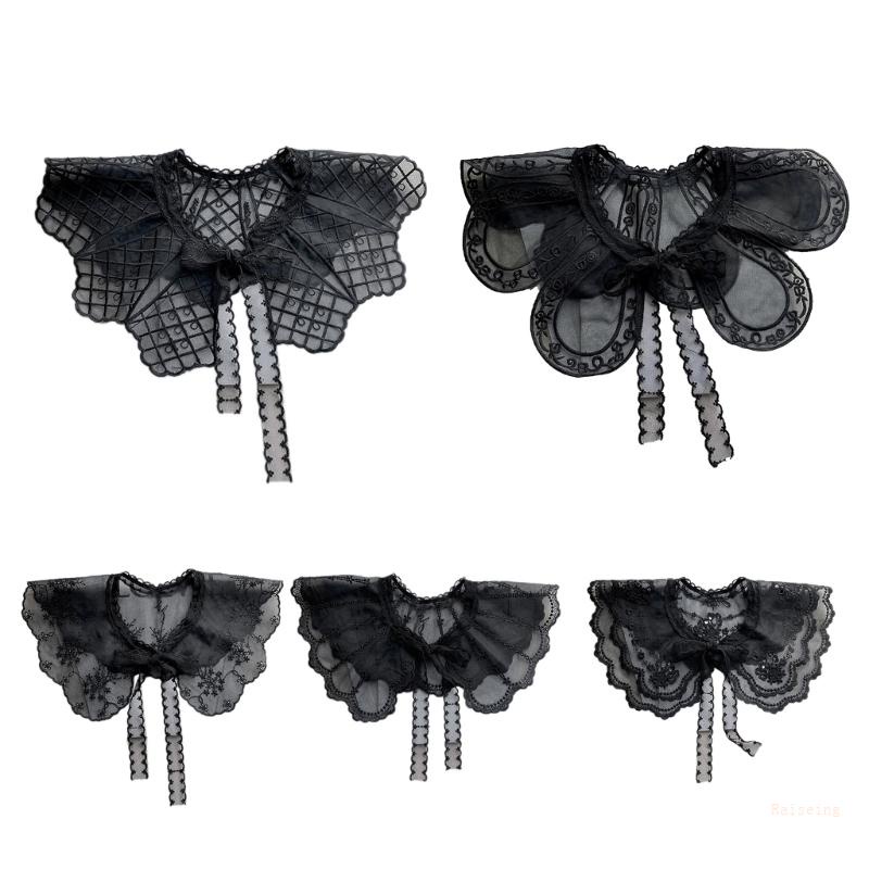 Cổ Áo Rời Cổ Áo Rời Được Bằng Vải Sheer Giả Thêu Họa Tiết Thời Trang Cho Nữ