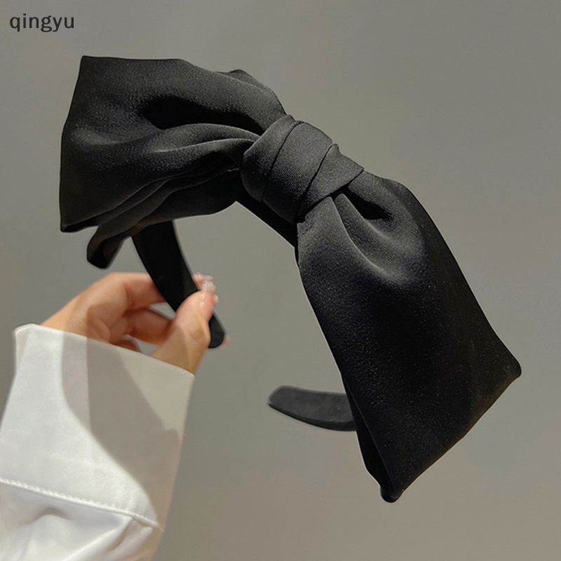 Băng Đô Cài Tóc Màu Trơn Đính Nơ To Chống Trượt Thời Trang Cho Nữ