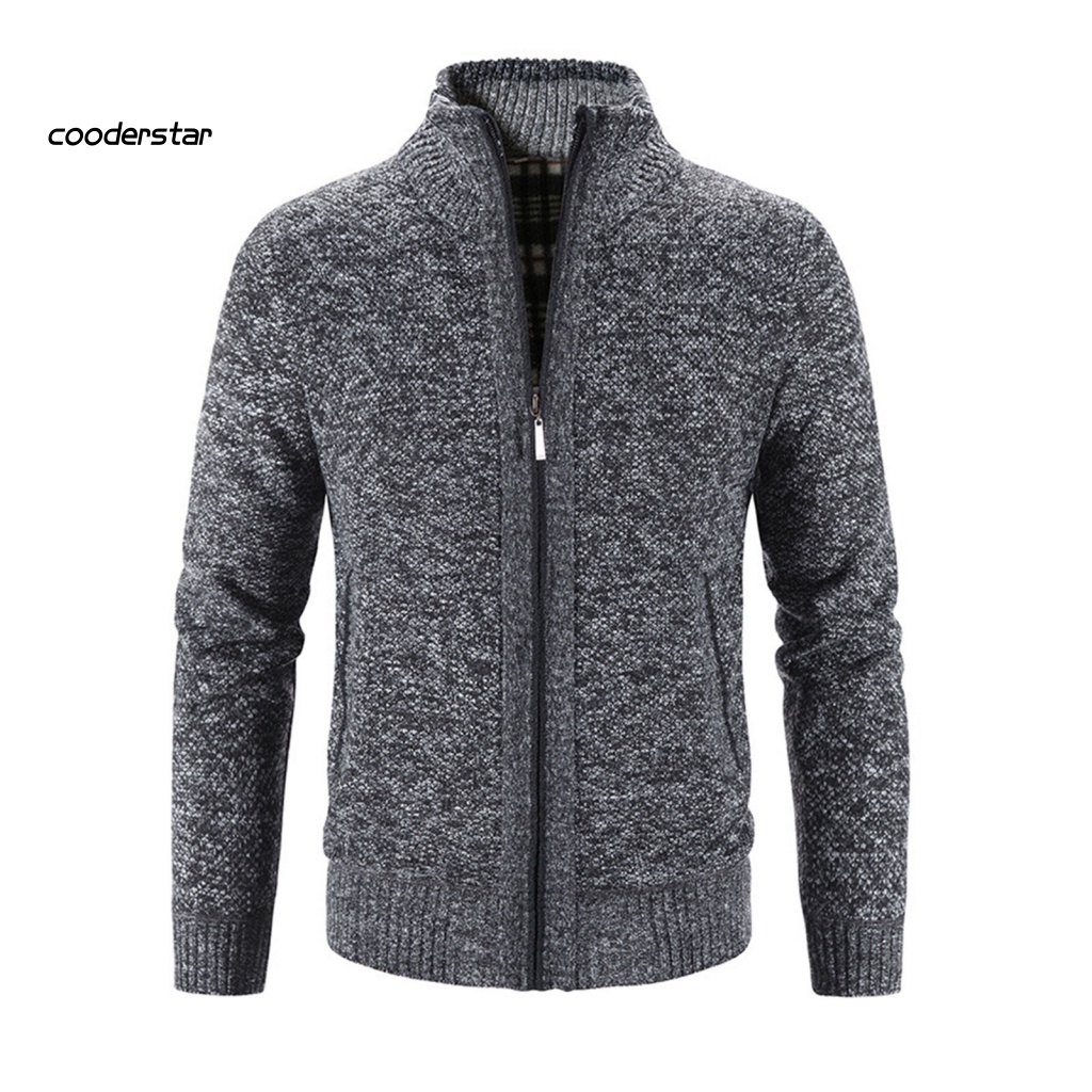 Áo Khoác Sweater Dệt Kim Tay Dài Màu Sắc Trơn Có Khóa Kéo Thời Trang Thu Đông Cho Nam