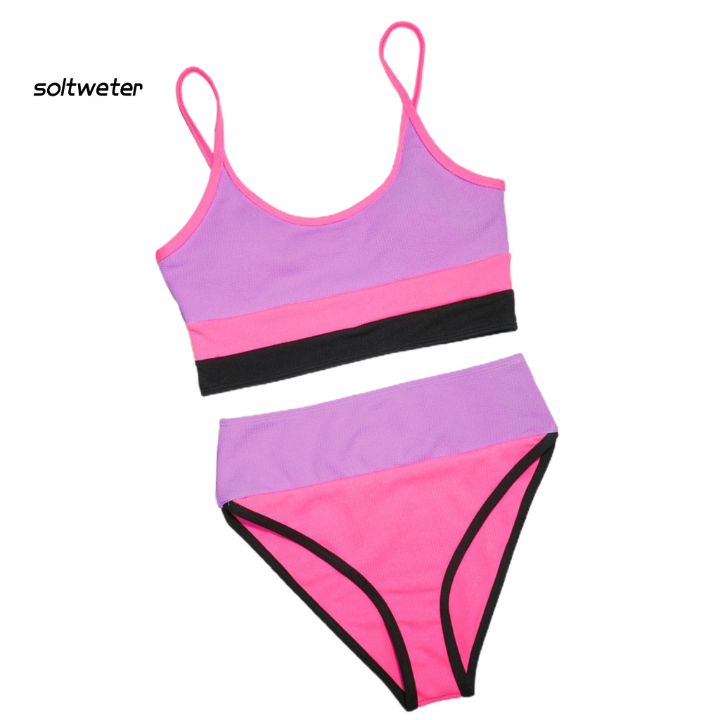 Bộ Bikini 2 Mảnh Có Dây Điều Chỉnh Màu Sắc Lưng Cao Cho Nữ