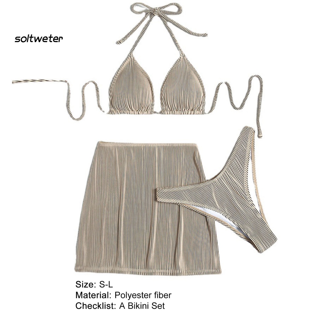 Bộ Bikini 3 Mảnh Có Dây Điều Chỉnh Màu Sắc Thời Trang Quyến Rũ Cho Nữ