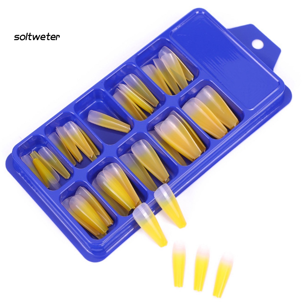 Hộp 50 Miếng Dán Móng Tay Dài Bằng ABS Chống Mòn Cho Nữ