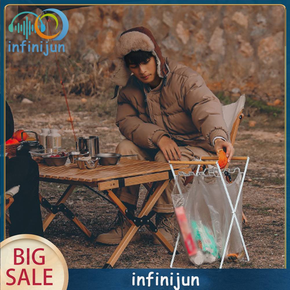 Giá Đỡ Túi Đựng Rác Có Tay Cầm Bằng Gỗ Có Thể Gấp Gọn Dùng Khi Đi Dã Ngoại