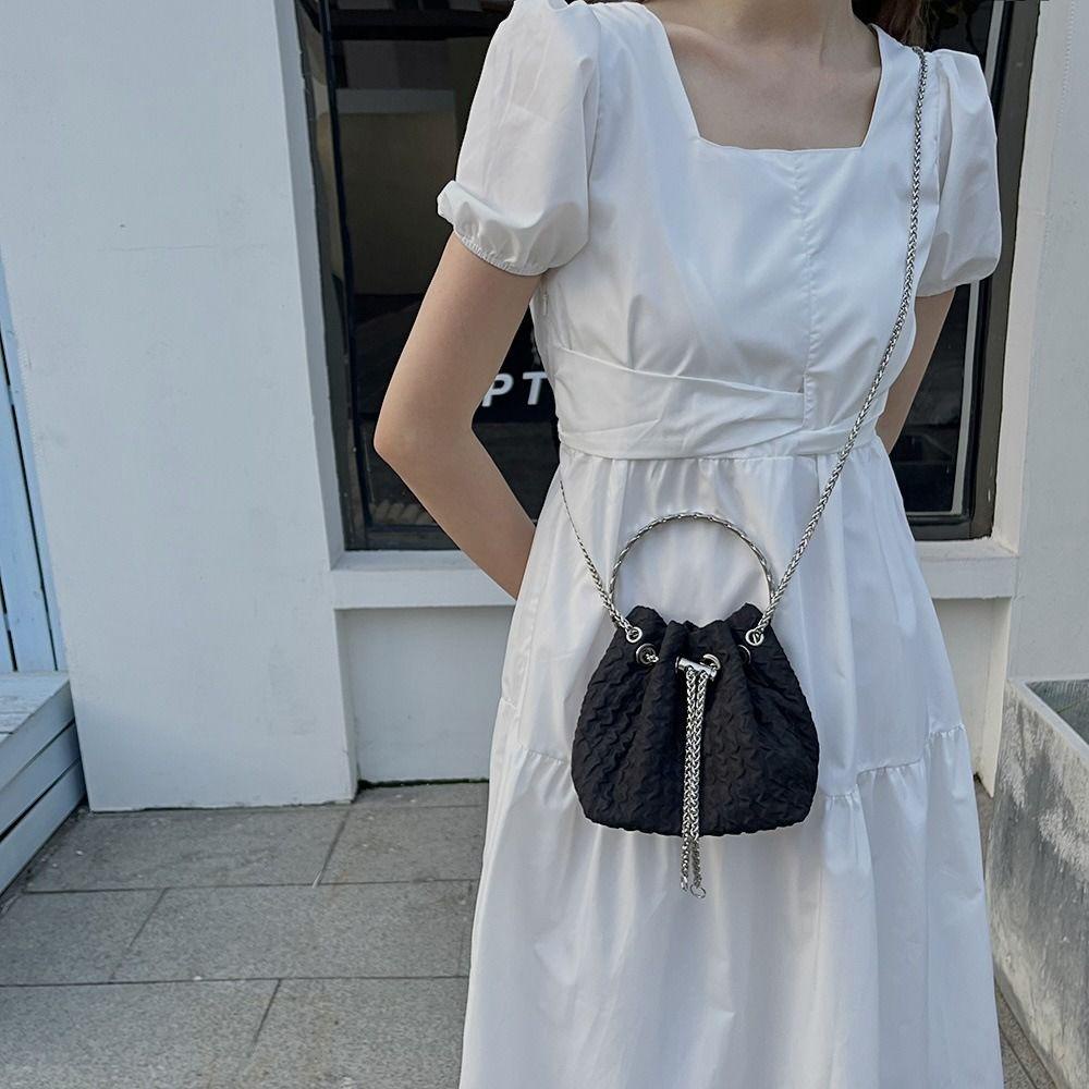 LOMBARD Túi Đeo Chéo Rút Dây Bằng Vải Oxford Màu Sắc Đơn Giản Tùy Chỉnh Kích Thước Tiện Dụng Mang