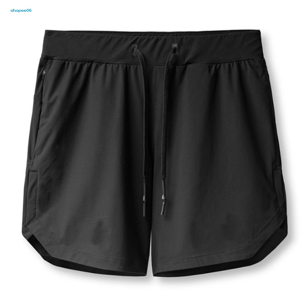 Quần Short Dây Rút Eo Co Giãn Mềm Mại Thoáng Khí Màu Trơn Có Túi Cho Nam Đi Biển