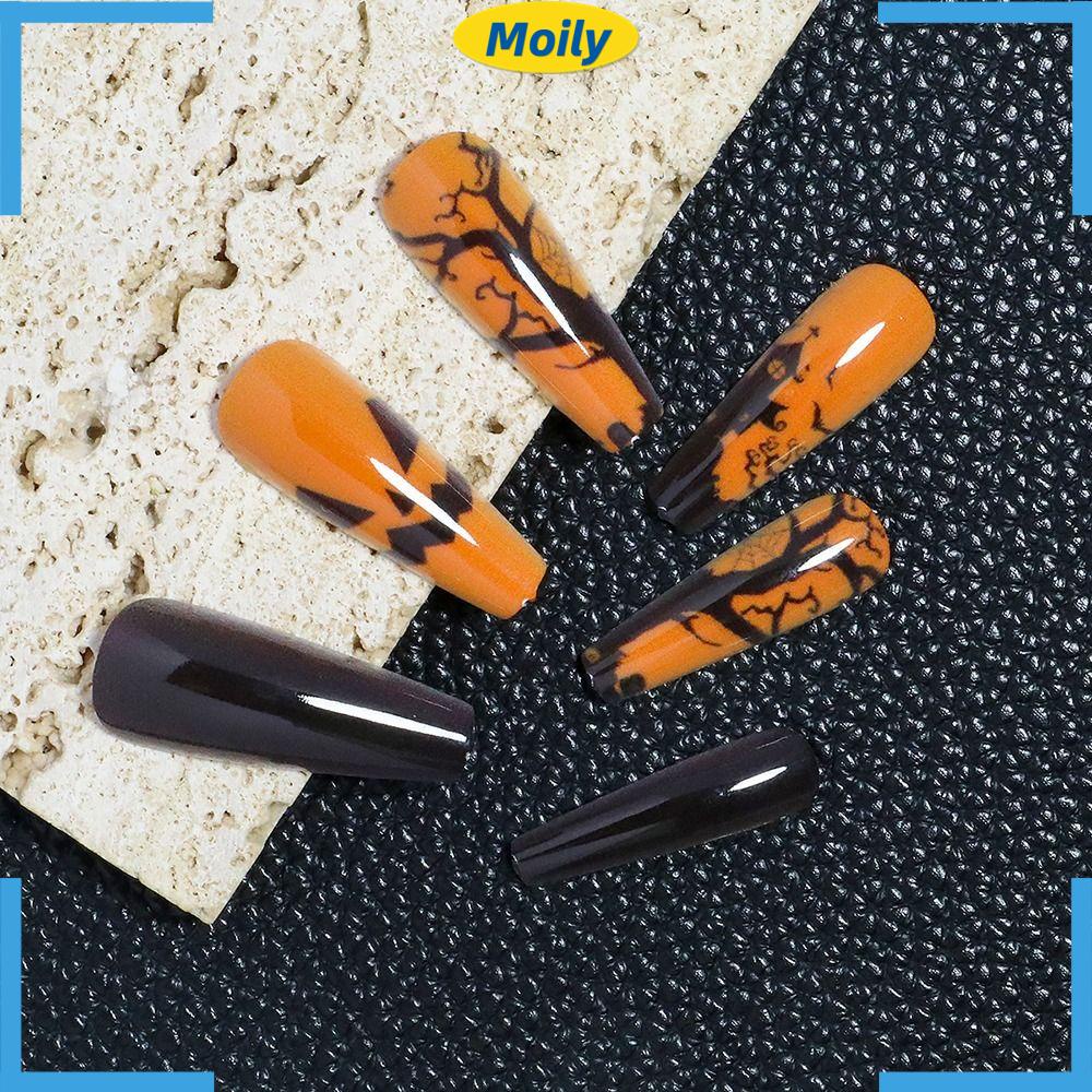 MOILYVN Bộ 24 Móng Tay Giả Che Phủ Toàn Diện Có Thể Tái Sử Dụng Dùng Hóa Trang Halloween