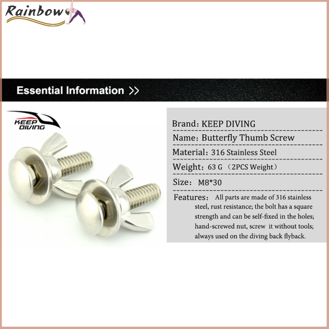 Bộ 2 Ốc Vít Inox 316 Chuyên Dụng Cho Thợ Lặn BCD