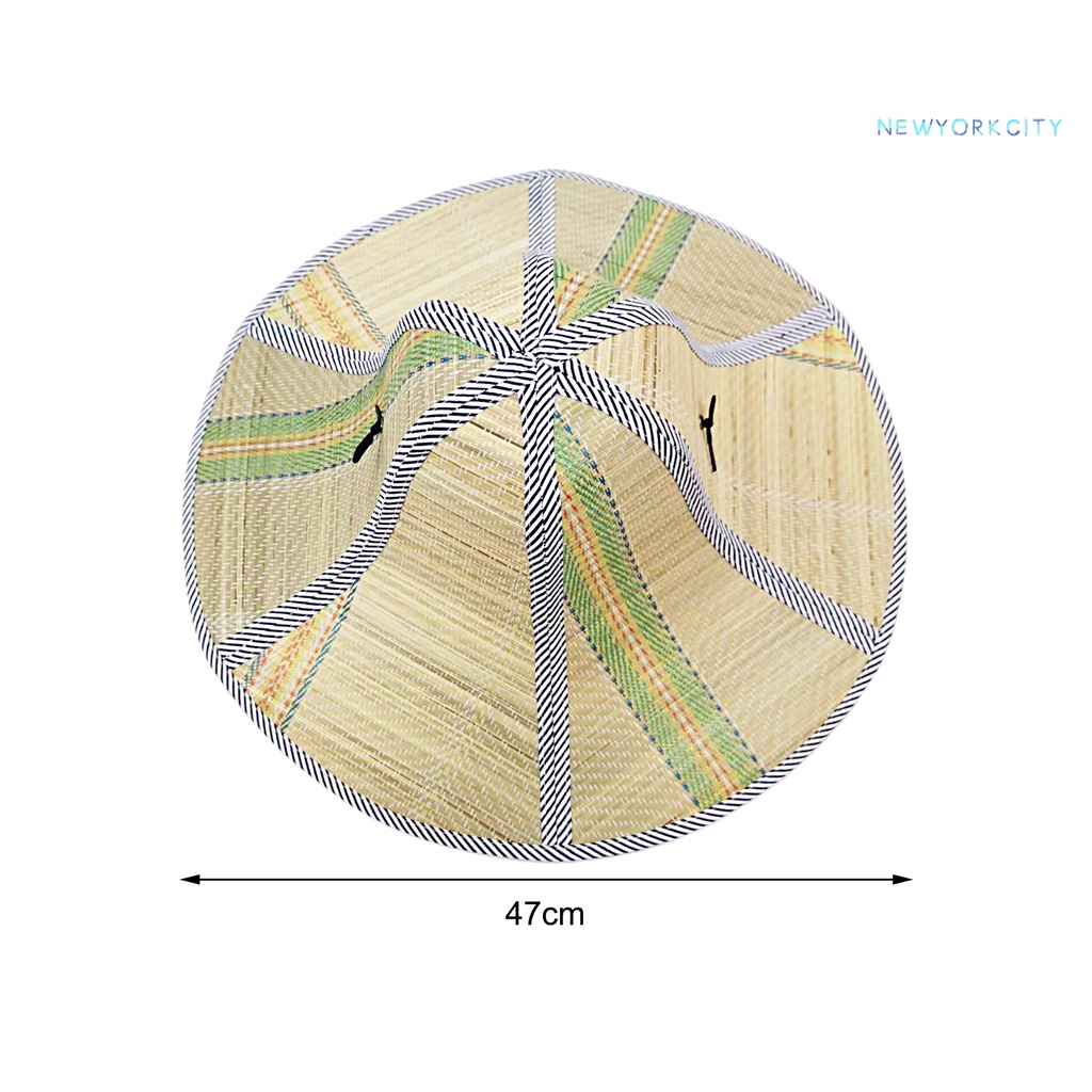 Mũ Rơm Rộng Vành Chống Nắng Có Dây Rút Màu Đen Unisex