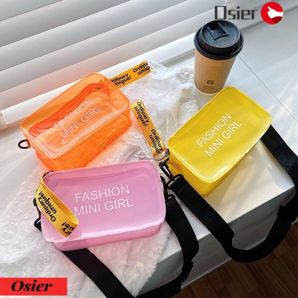 OSIER1 Túi Đeo Chéo Trong Suốt Màu Laser Cỡ Nhỏ Thời Trang Sành Điệu