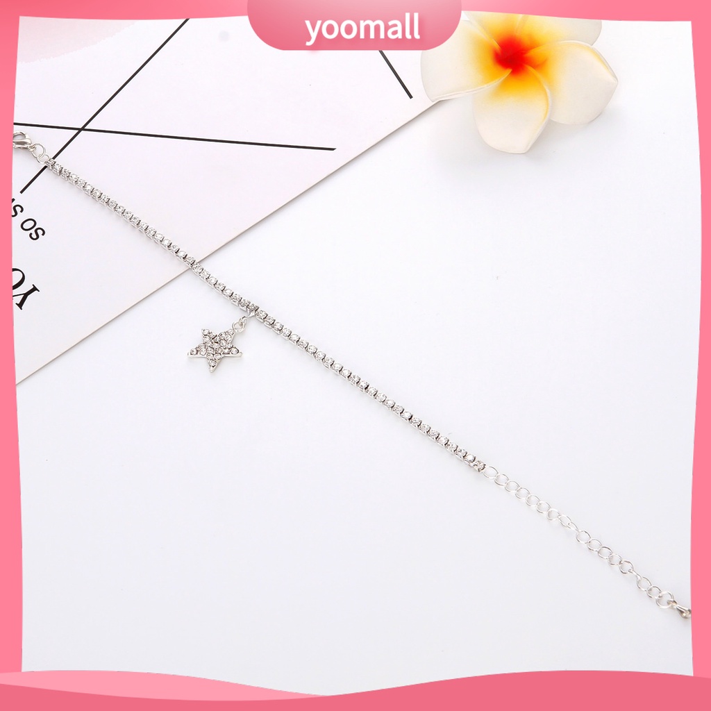 Lắc Chân Hình Ngôi Sao Năm Cánh Đính Đá Có Thể Điều Chỉnh Kích Thước