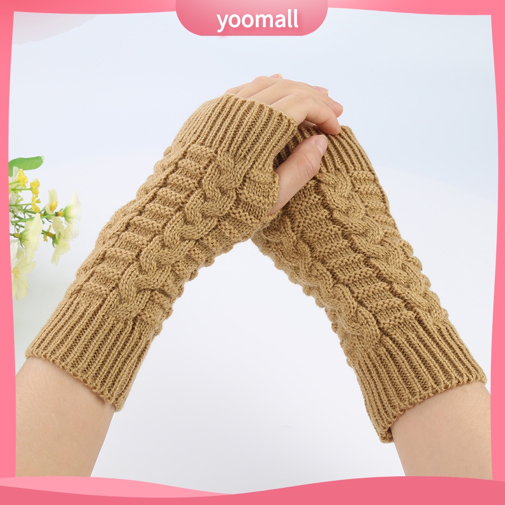 Đôi Găng Tay Len Dài Hở Ngón Ấm Áp Thời Trang Cho Nữ