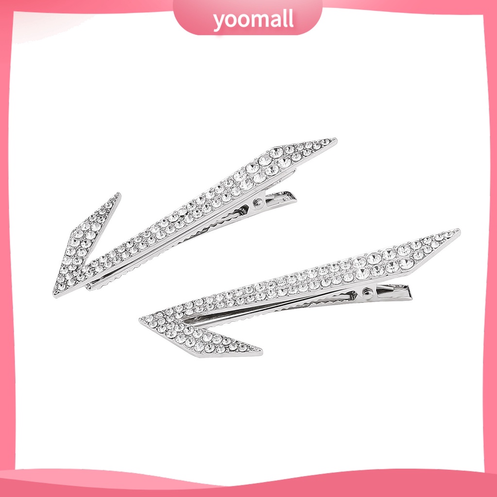 1 Cặp Kẹp Tóc Kim Loại Đính Đá Chống Trượt Kiểu Dáng Thời Trang