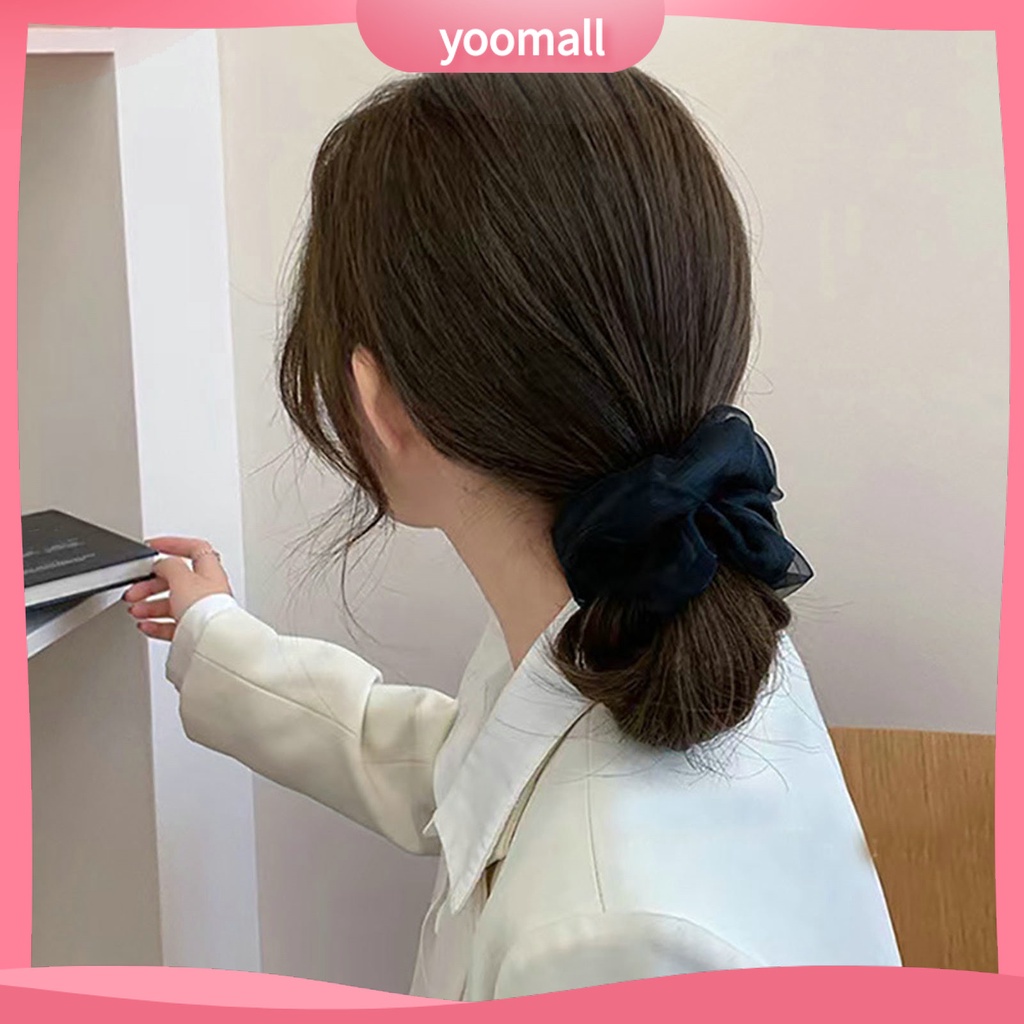Dây Buộc Tóc Hai Lớp Mềm Mại Co Giãn Chống Rách Màu Trơn Thời Trang Cho Nữ