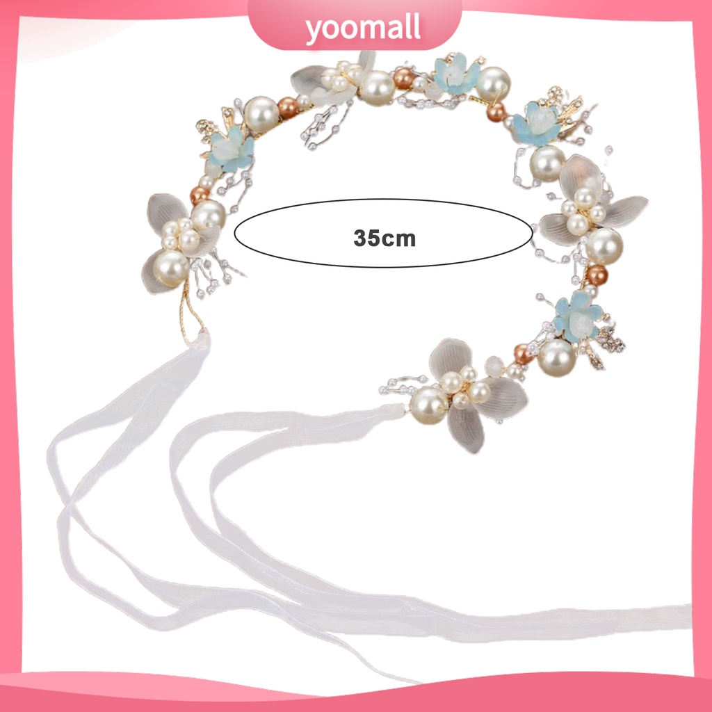 Băng Đô Cài Tóc Hình Vương Miện Công Chúa Đính Hoa Lá Co Giãn Chống Trượt Dễ Điều Chỉnh Cho Bé Gái