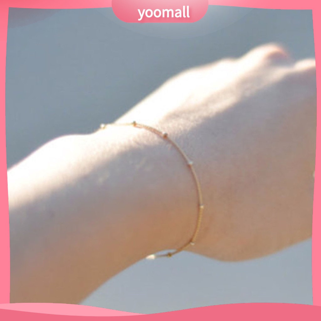 [YM] Vòng Tay Chuỗi Hạt Nhỏ Màu Trơn Chống Mài Mòn Mặc Hàng Ngày Cho Nữ