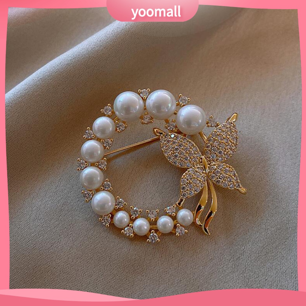 Ghim Cài Áo Hình Bướm Đính Ngọc Trai Nhân Tạo Thời Trang