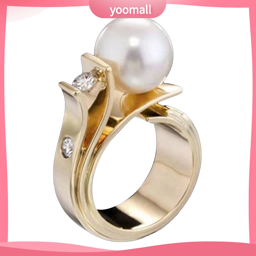 Nhẫn Đính Hôn Đính Ngọc Trai Nhân Tạo Thời Trang Dành Cho Nữ