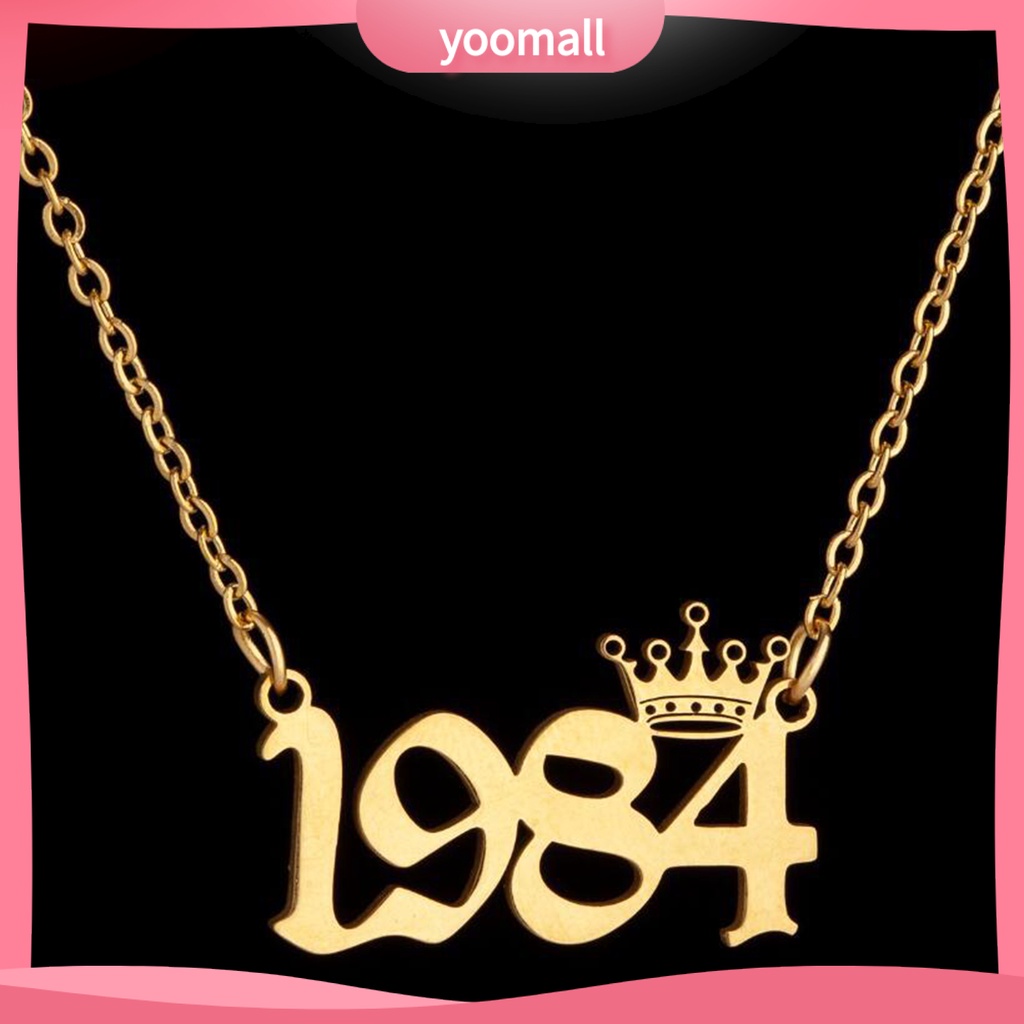 Vòng cổ Mặt Số Năm Mới 1980-1999 Bằng Thép Không Gỉ Dành Cho Nữ