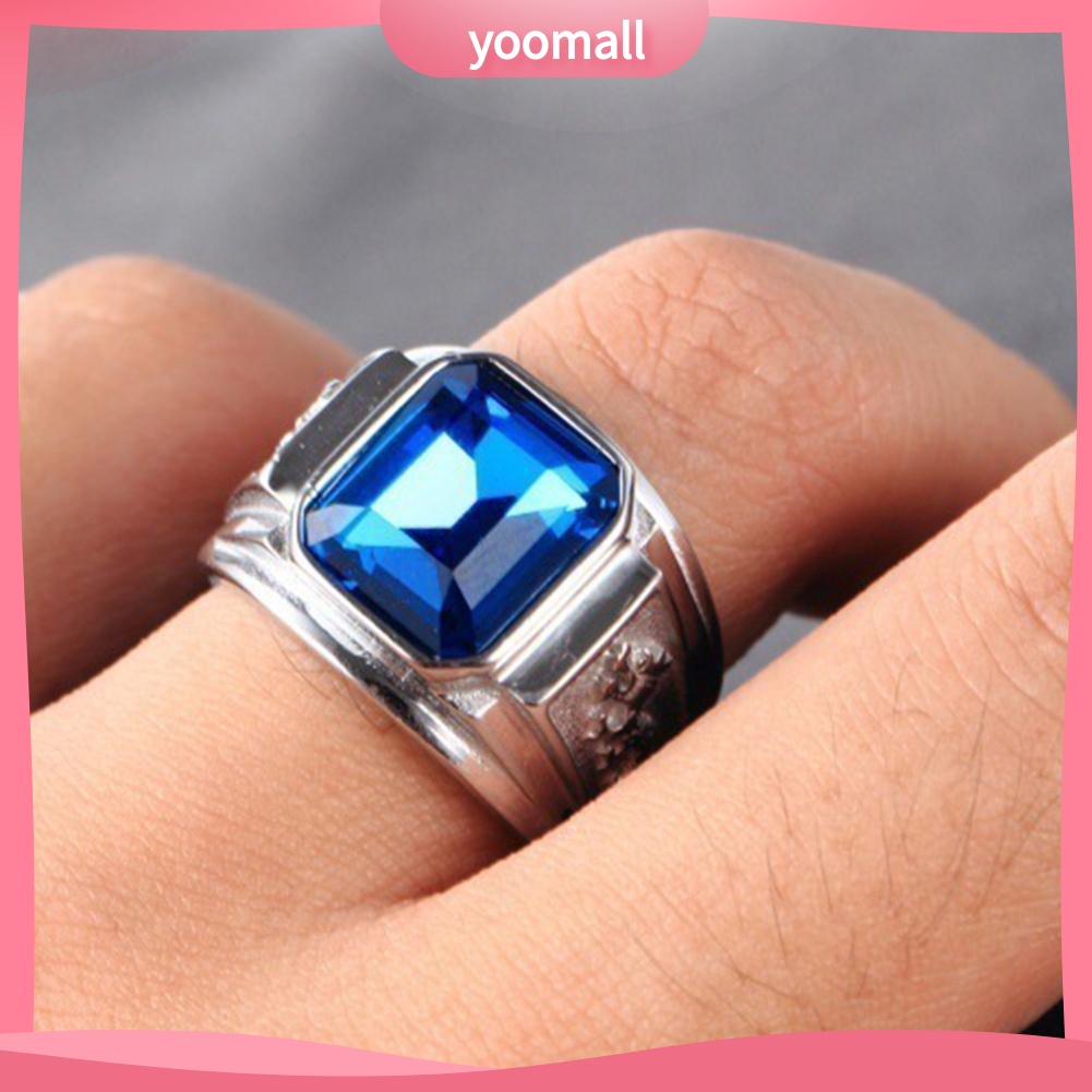 Nhẫn Mặt Vuông Chạm Khắc Hình Rồng Bằng Đồng Đính Đá Cổ Điển Cho Nam