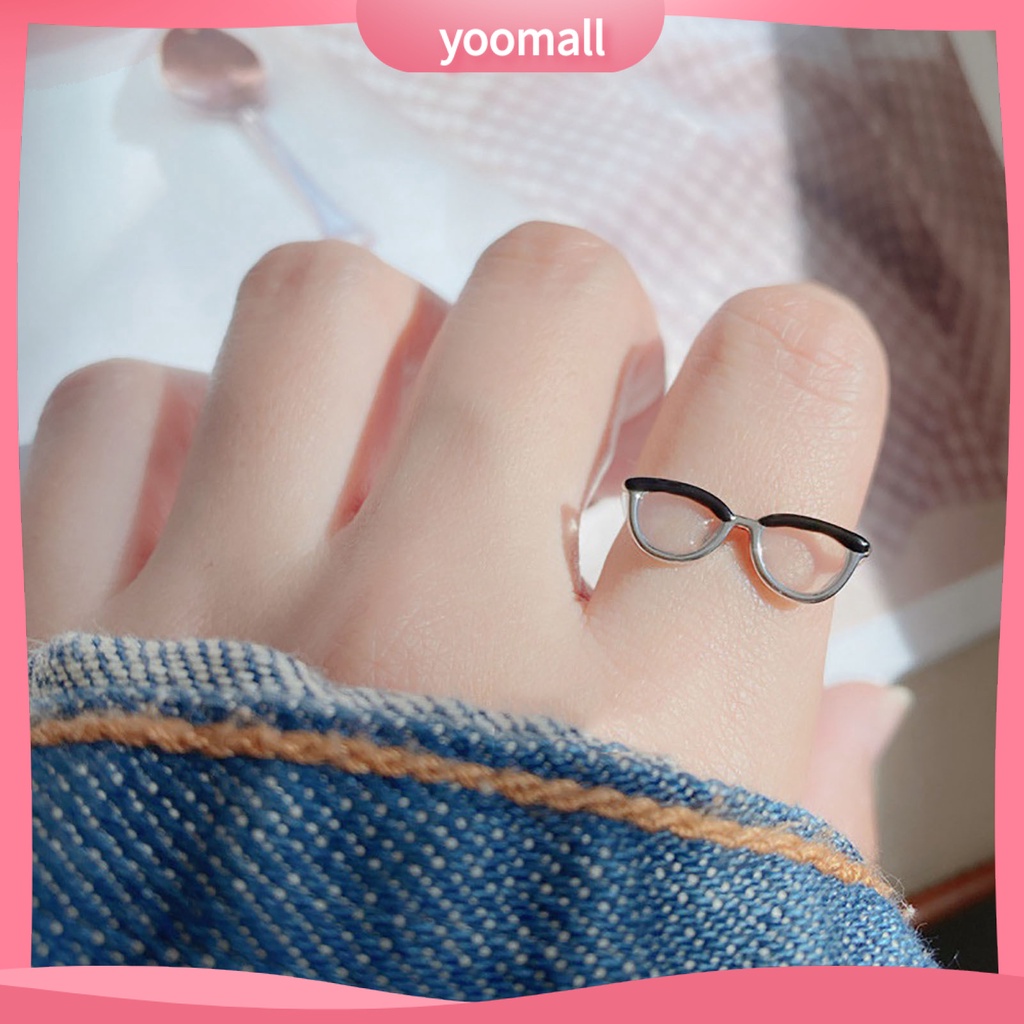 [YM] Nhẫn Dạng Mở Mặt Kính Có Thể Điều Chỉnh Cho Nữ Mặc Hàng Ngày