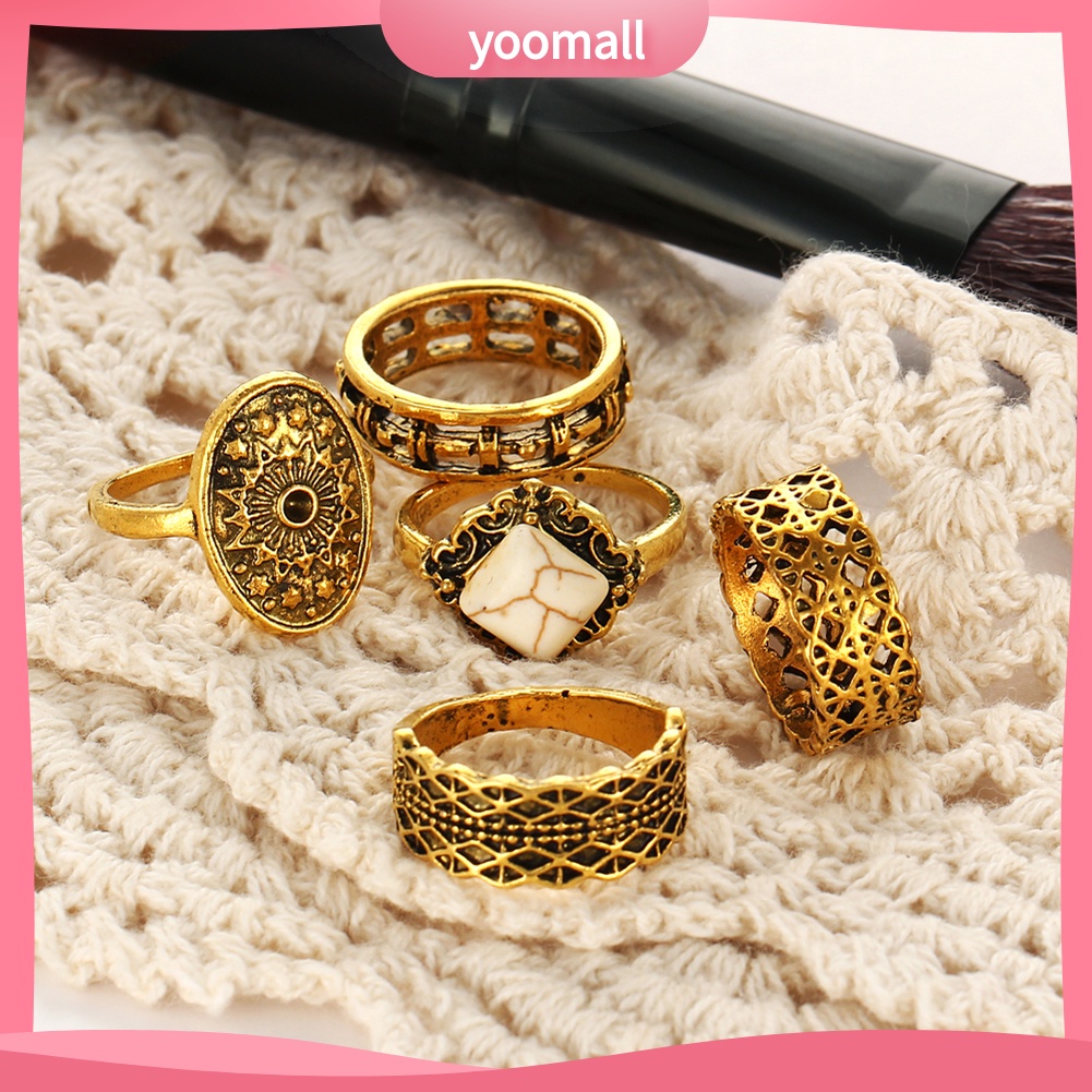 Set 5 Nhẫn Đeo Khớp Ngón Tay Phong Cách Cổ Điển Dành Cho Nữ