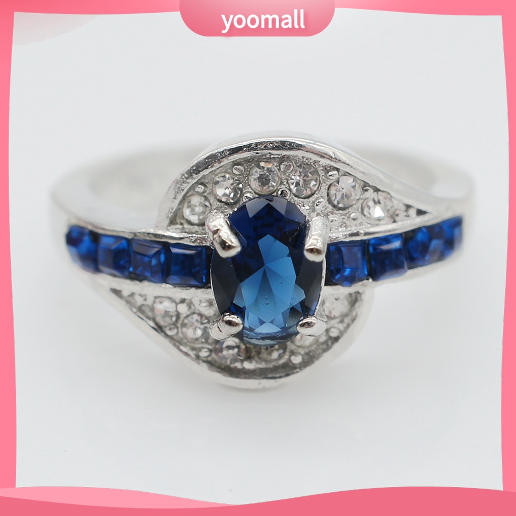 Nhẫn Hợp Kim Đính Đá Xanh Chống Trầy Xước Thanh Lịch