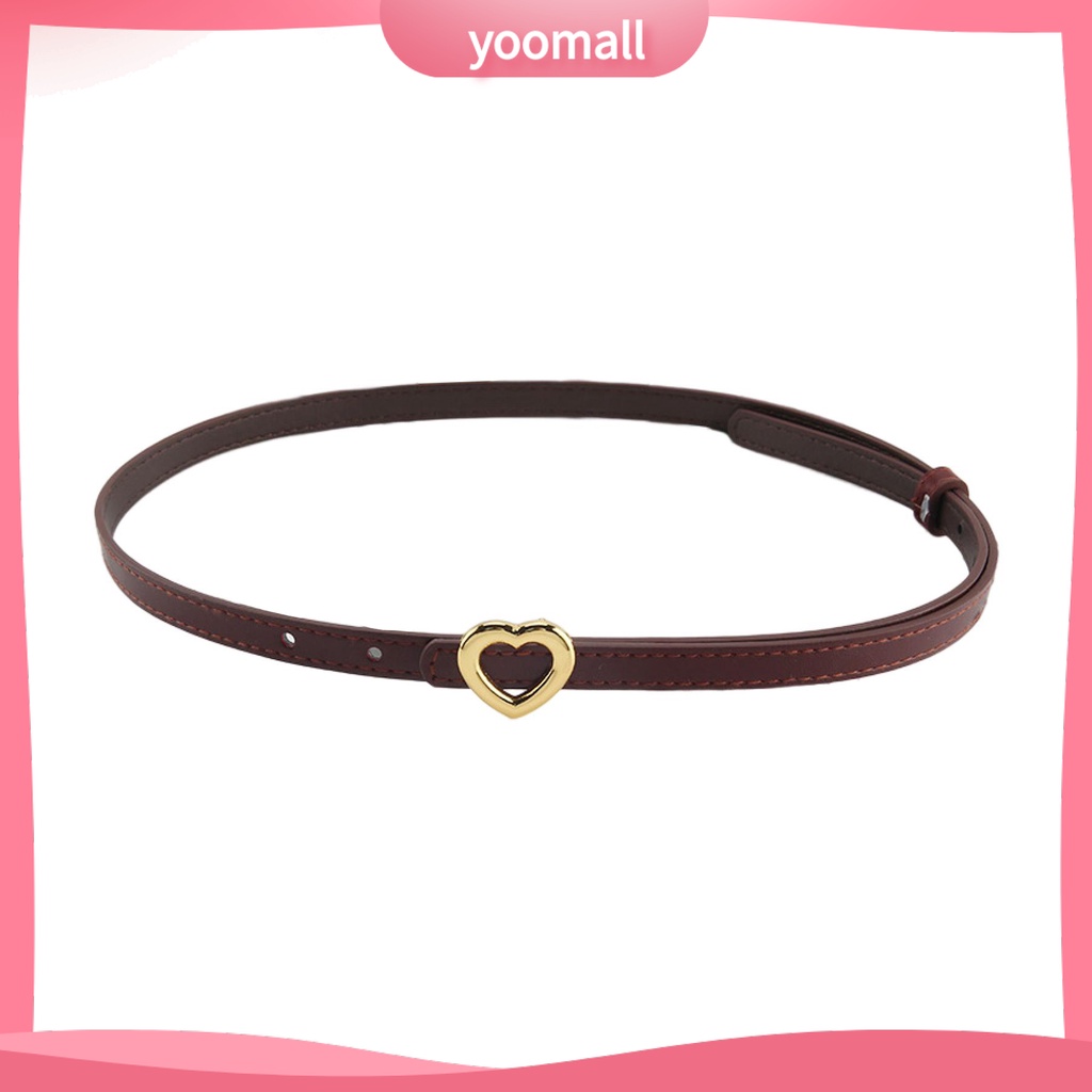 Thắt Lưng Giả Da Màu Trơn Khóa Hình Trái Tim Có Thể Điều Chỉnh Cho Nữ