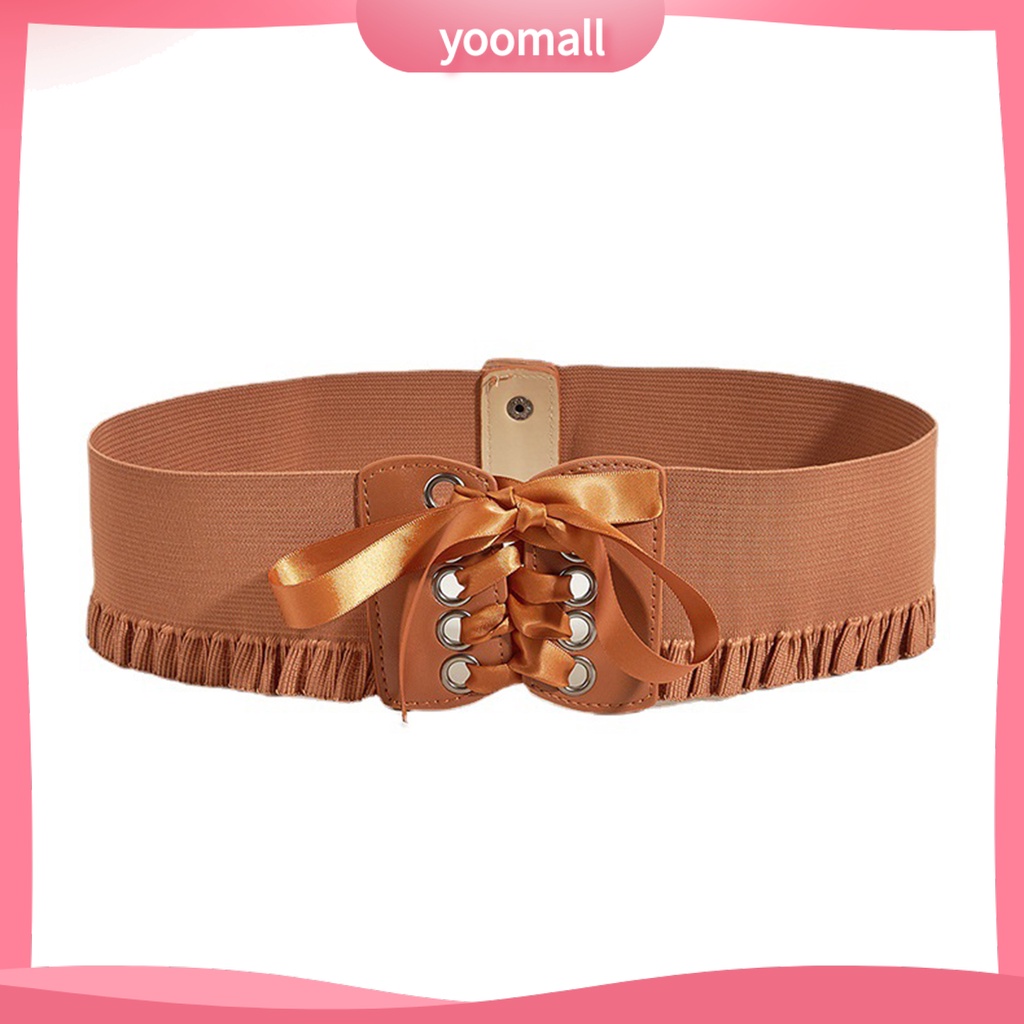Thắt Lưng Giả Da Phối Bèo Độ Co Giãn Cao Phong Cách Retro Thời Trang Cho Nữ