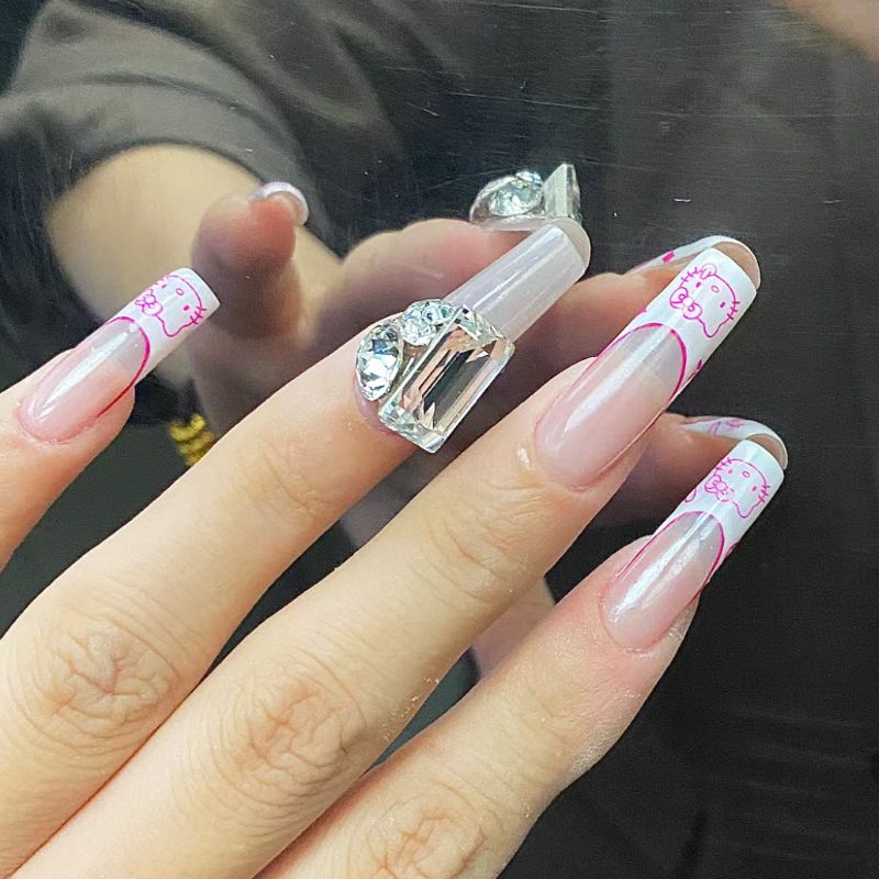 Miếng Dán Trang Trí Móng Tay Hình Mèo Hoạt Hình Dễ Thương