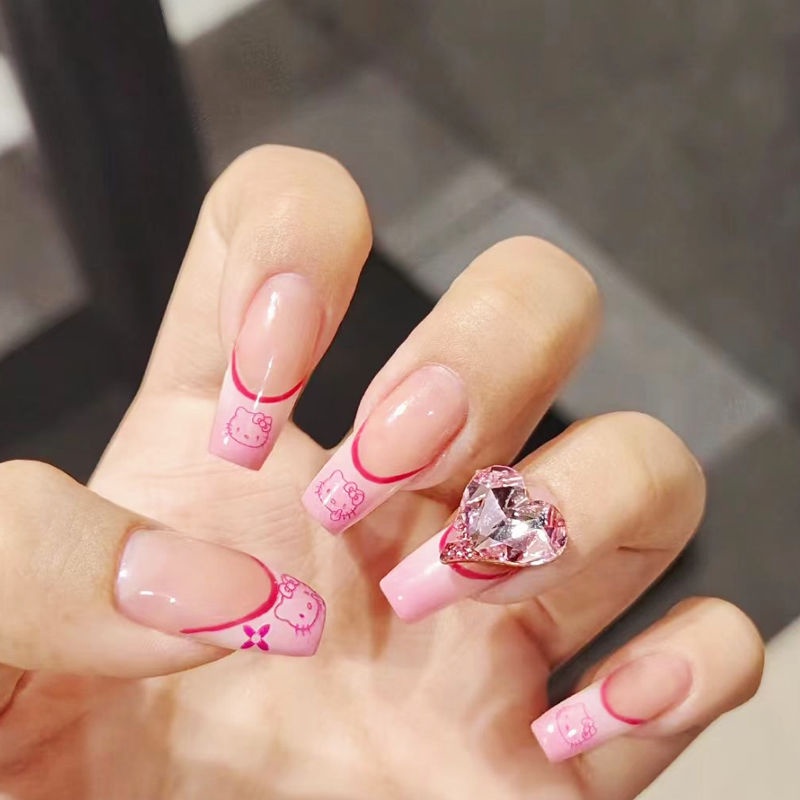 Miếng Dán Trang Trí Móng Tay Hình Mèo Hoạt Hình Dễ Thương