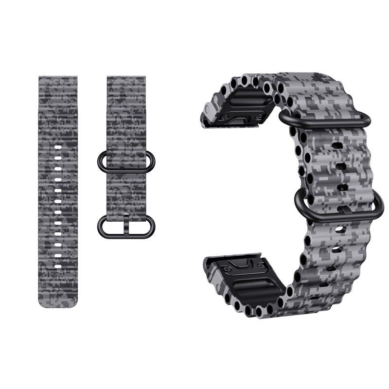 Dây Đeo Silicon 22mm 26mm Họa Tiết Rằn Ri Cho Đồng Hồ Garmin 5Plus 6Pro 7 Fenix7X / 5X / 5Xpro / 6X / 6XPro