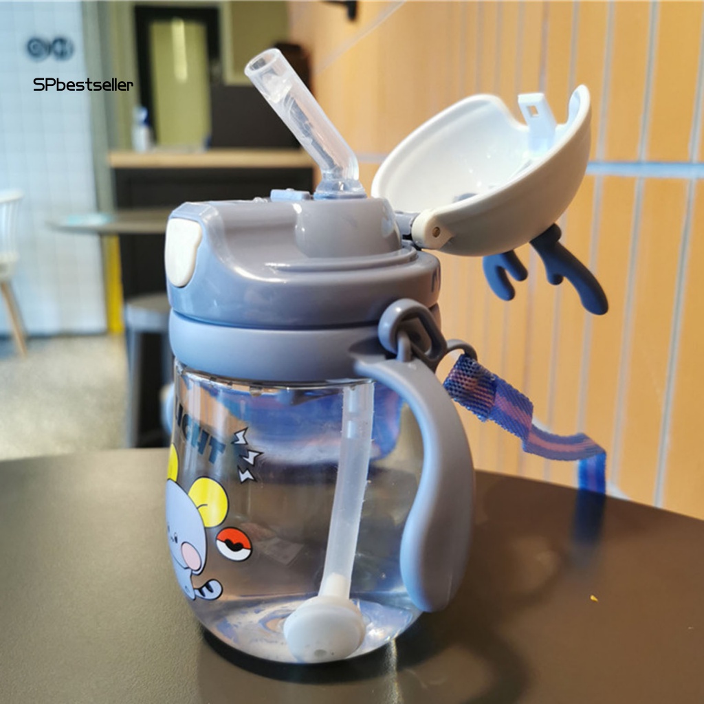 Bình Sữa 370ML Có Ống Hút Hình Hoạt Hình Cho Bé Gái