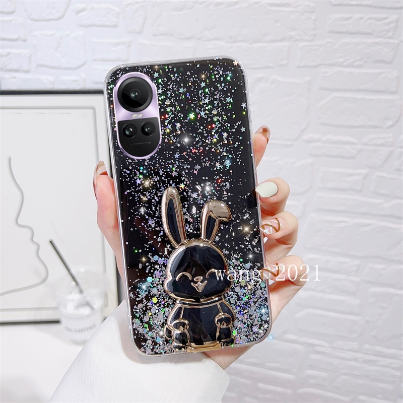 Ốp Điện Thoại Silicon Vòng Đỡ Hình Thỏ Ngôi Sao Lấp Lánh OPPO Reno10 Pro + Plus 5G Reno 10 Reno10Pro + OPPO A78 NFC 4G 2023