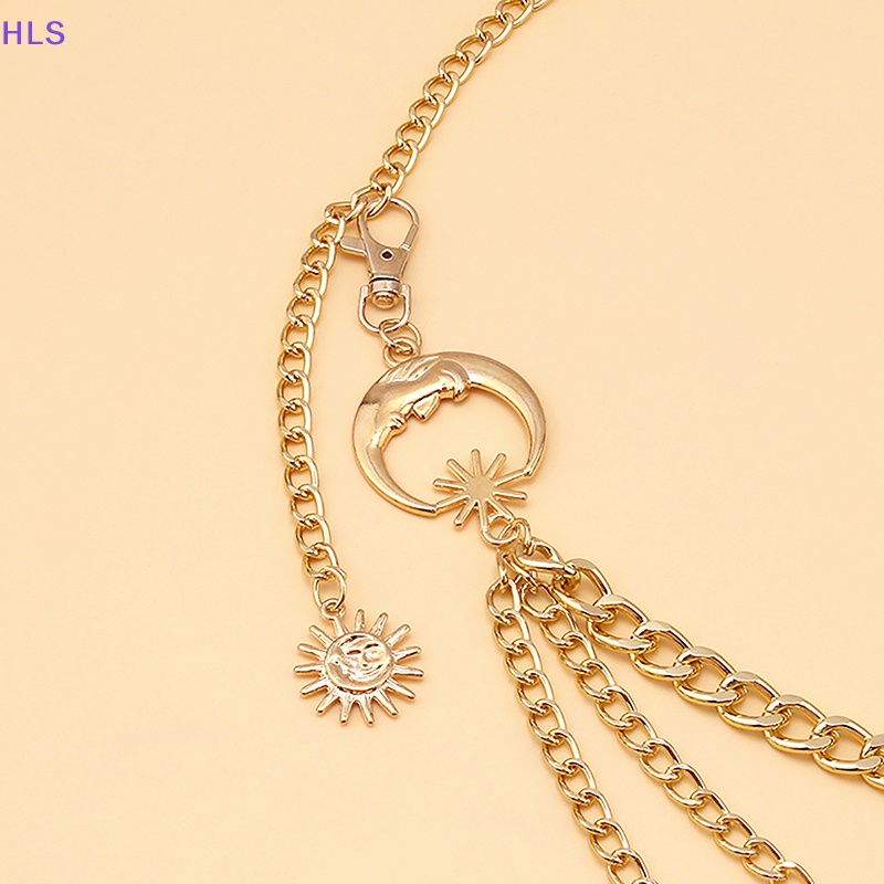 1 Thắt Lưng Dây Xích Hình Trăng Sao Màu Vàng / Bạc Thời Trang Cho Nữ