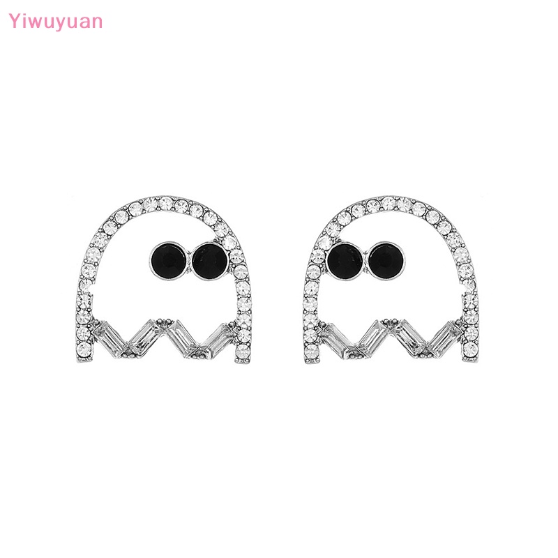 1 Đôi Khuyên Tai Hình Con Ma Đính Đá Đen Vui Nhộn
