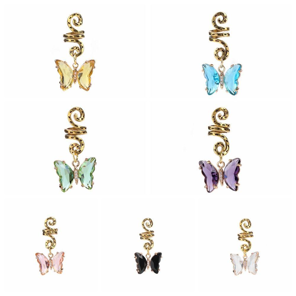 Hạt Kim Loại Hình Bướm Nhiều Màu Sắc Dùng Trang Trí Tóc Phong Cách Hip hop