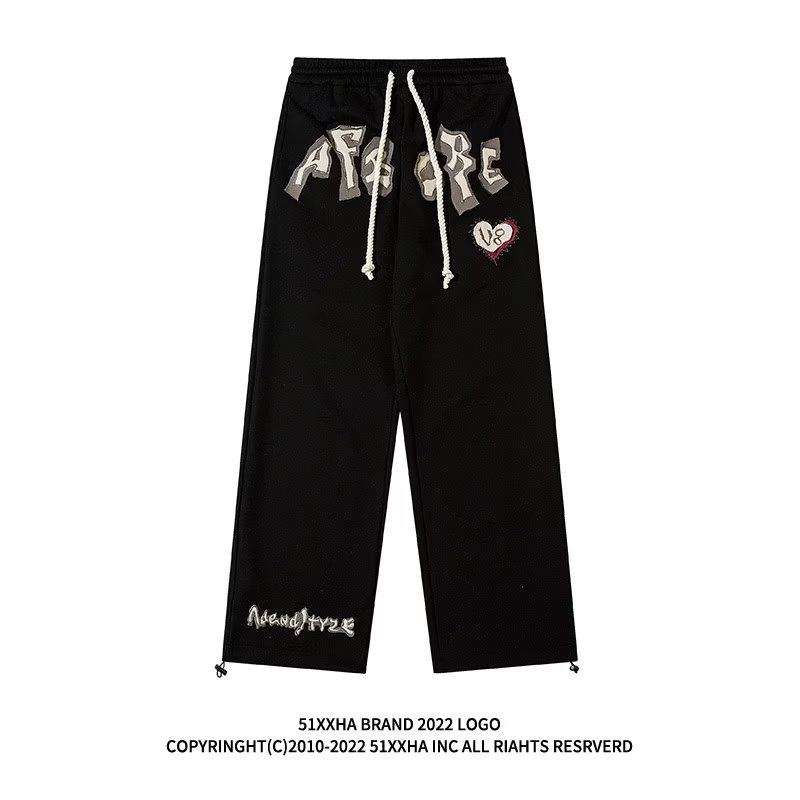 Quần Dài Ống Rộng Chất Liệu Da Lộn Thêu Họa Tiết Phong Cách Hip Hop Đường Phố Cho Nam