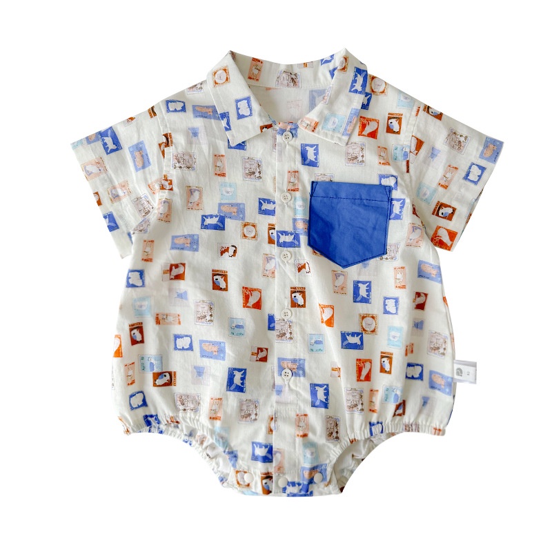 Áo Liền Quần Tam Giác Tay Ngắn In Họa Tiết Động Vật Hoạt Hình Siêu Dễ Thương Thời Trang Mùa Hè Cho Bé Sơ Sinh Từ 0 -