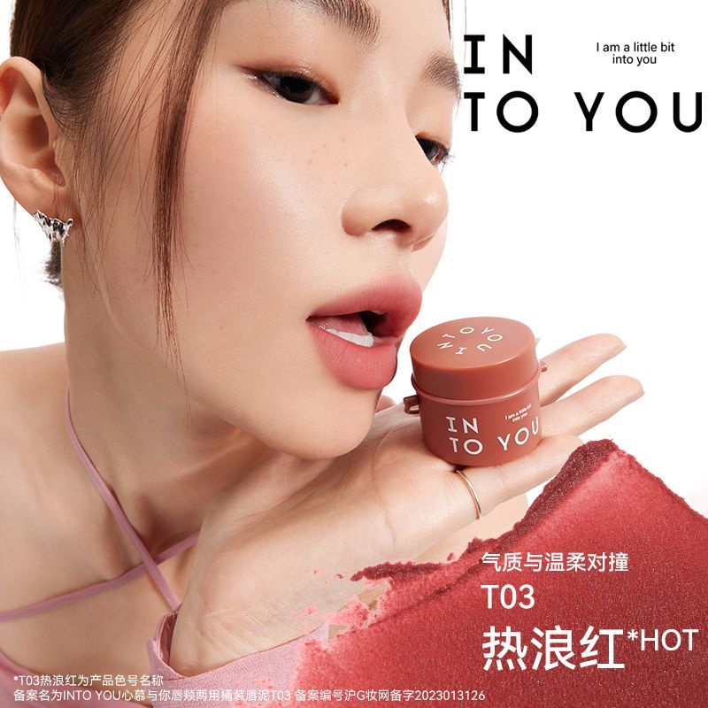 INTO YOU Son Môi Kiêm Má Hồng Dạng Thùng Đất Sét T01 T03