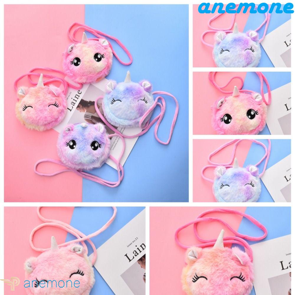 Túi Đeo Chéo Vai Hình Kỳ Lân Hoạt Hình Bằng Lông Nhung Dễ Thương Xinh Xắn