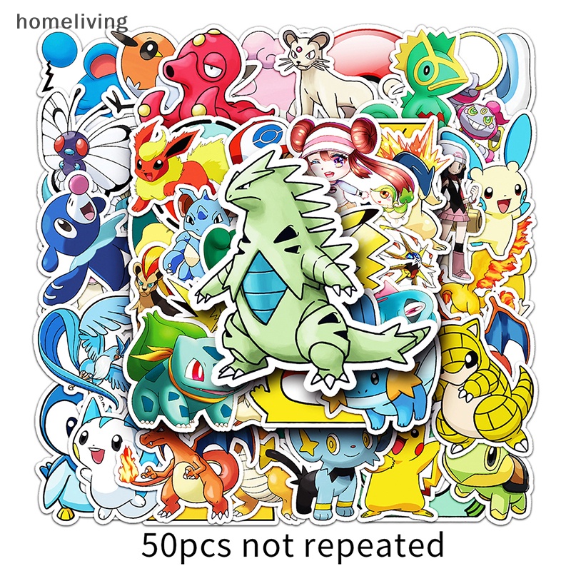 Bộ 50 Miếng Dán Họa Tiết Hoạt Hình Pokemon DIY Trang Trí Vali / Laptop / Va Li Cho Bé